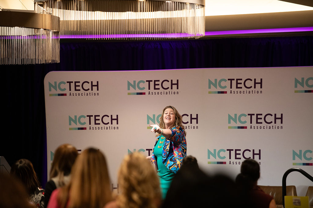Kristi Straw engaging the audience at her NC TECH opening keynote